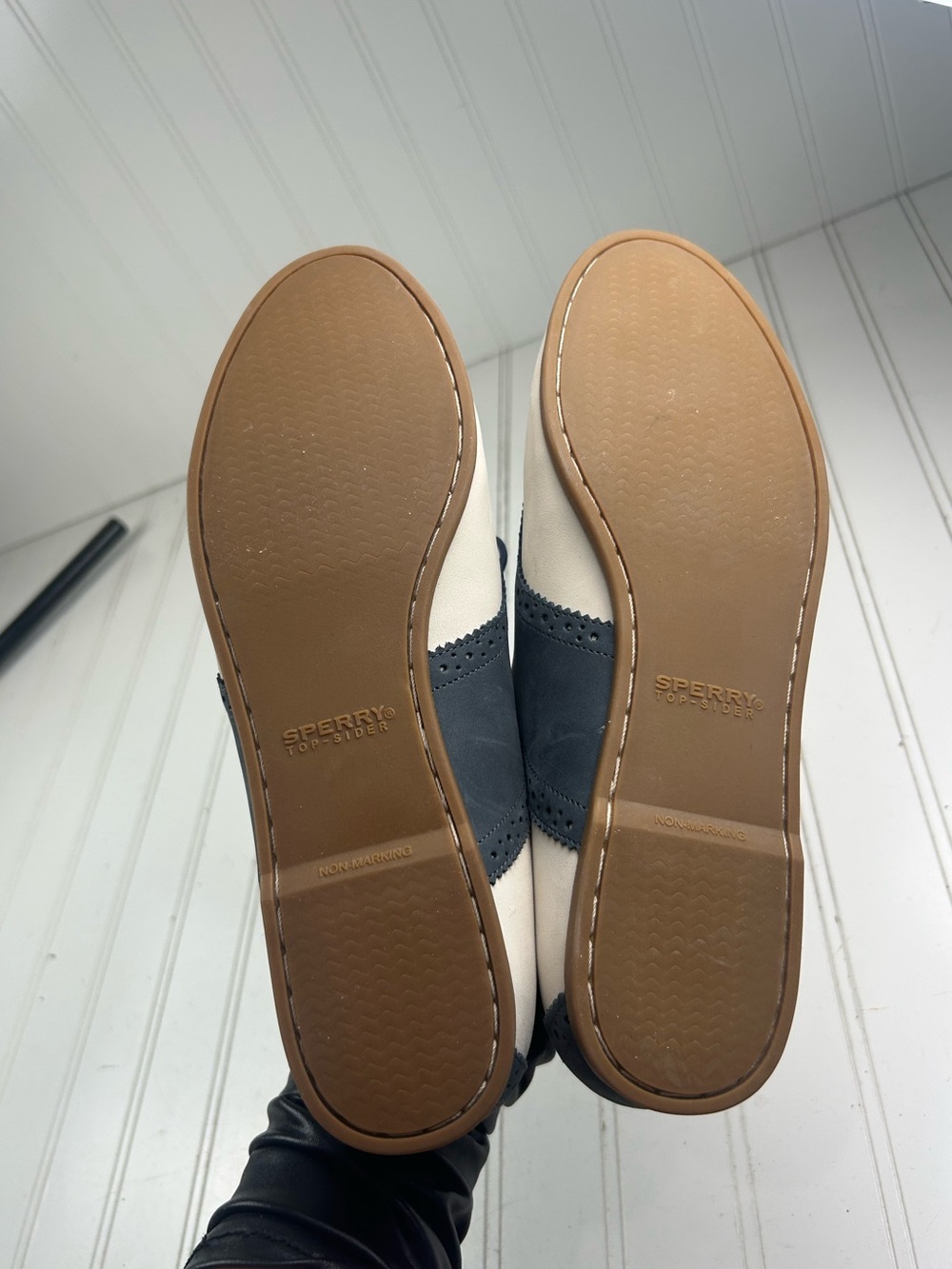 Sperry Top Sider Classic Navy White Leather Lace Boat Shoes Women’s Size 9M - Picture 8 of 11